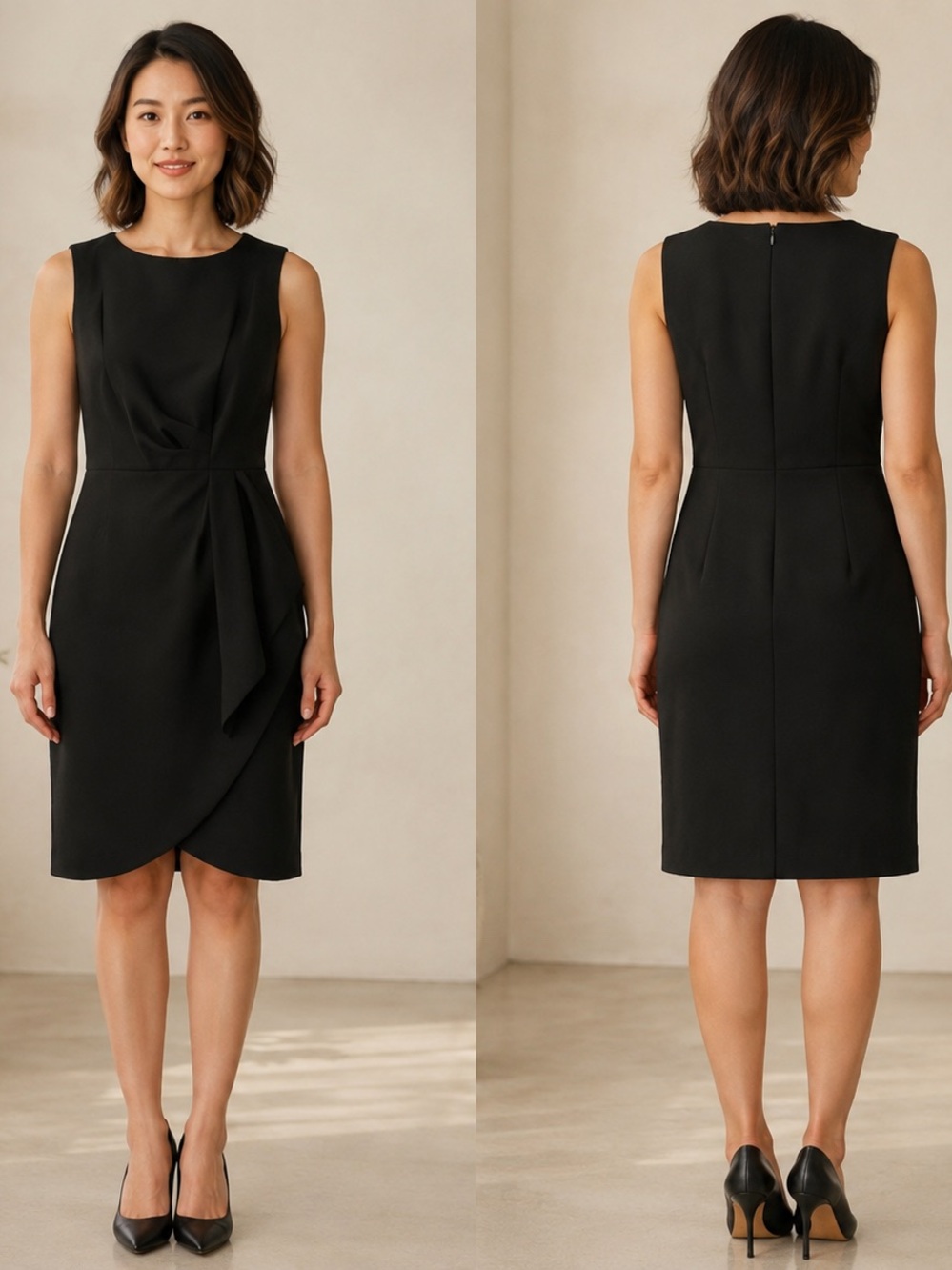 Worthington Black Sleeveless Sheath Dress with Tulip Skirt